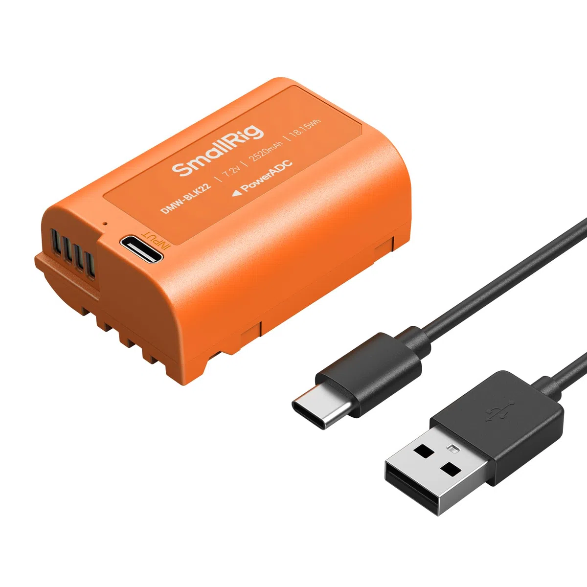 SMALLRIG DMW-BLK22 Batteria 2520mAh USB-C Battery Sostitutiva, 2.5H Batteria Completamente Carica per Panasonic LUMIX S5, S5 II, GH7, GH6, S9, S9 II, S5 IIX, Arancione - 4979