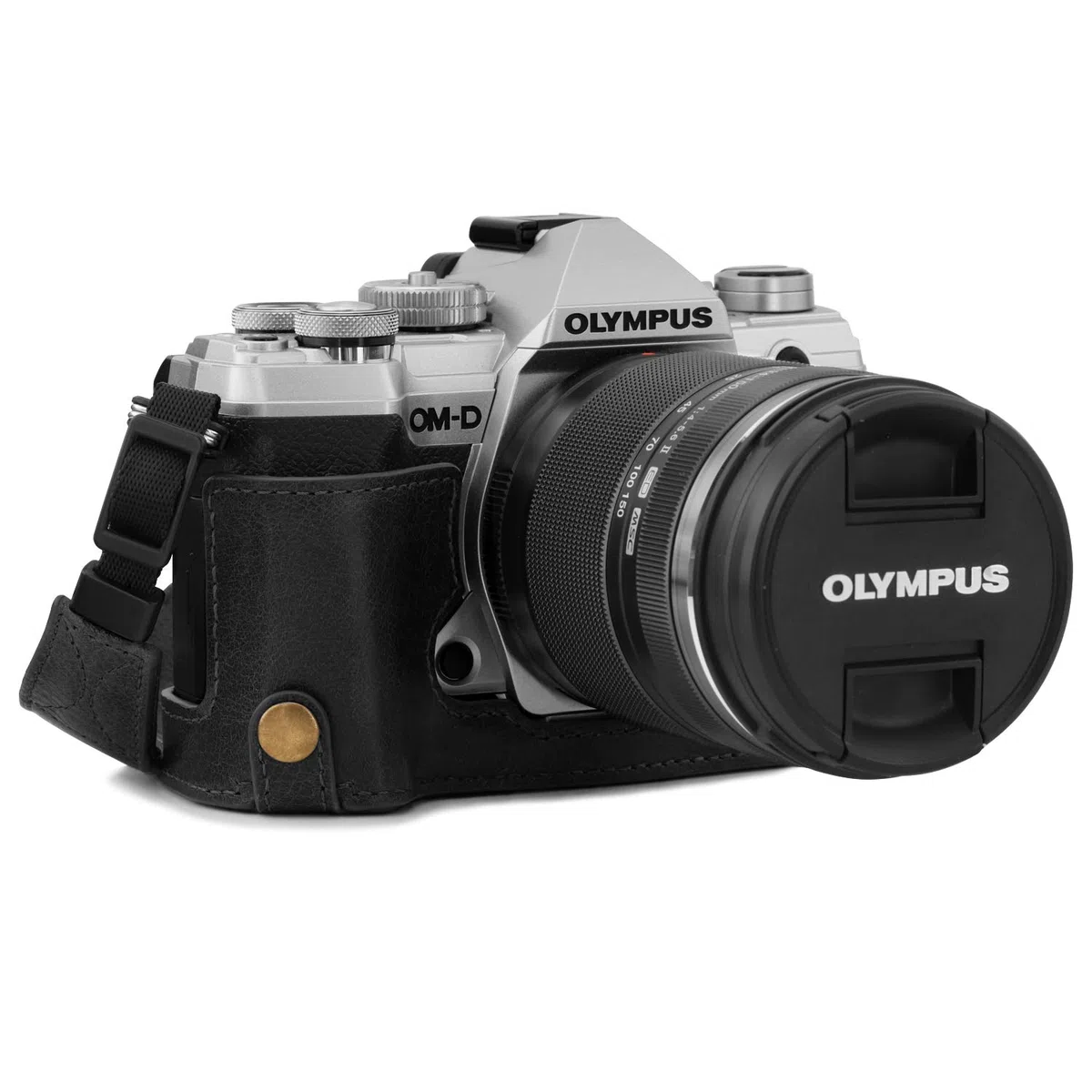 MegaGear Ever Ready - Mezza custodia in vera pelle per fotocamera compatibile con Olympus OM-D E-M5 Mark III