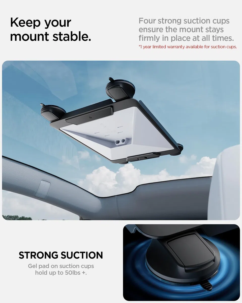 Spigen Supporto Mini Starlink – Design Antivibrazione a Sgancio Rapido con Ventose ad Alta Tenuta (Resistenza 23 kg+), Kit di Montaggio per Auto, Camper, Barche, Finestre, Vetro e Tetto Apribile