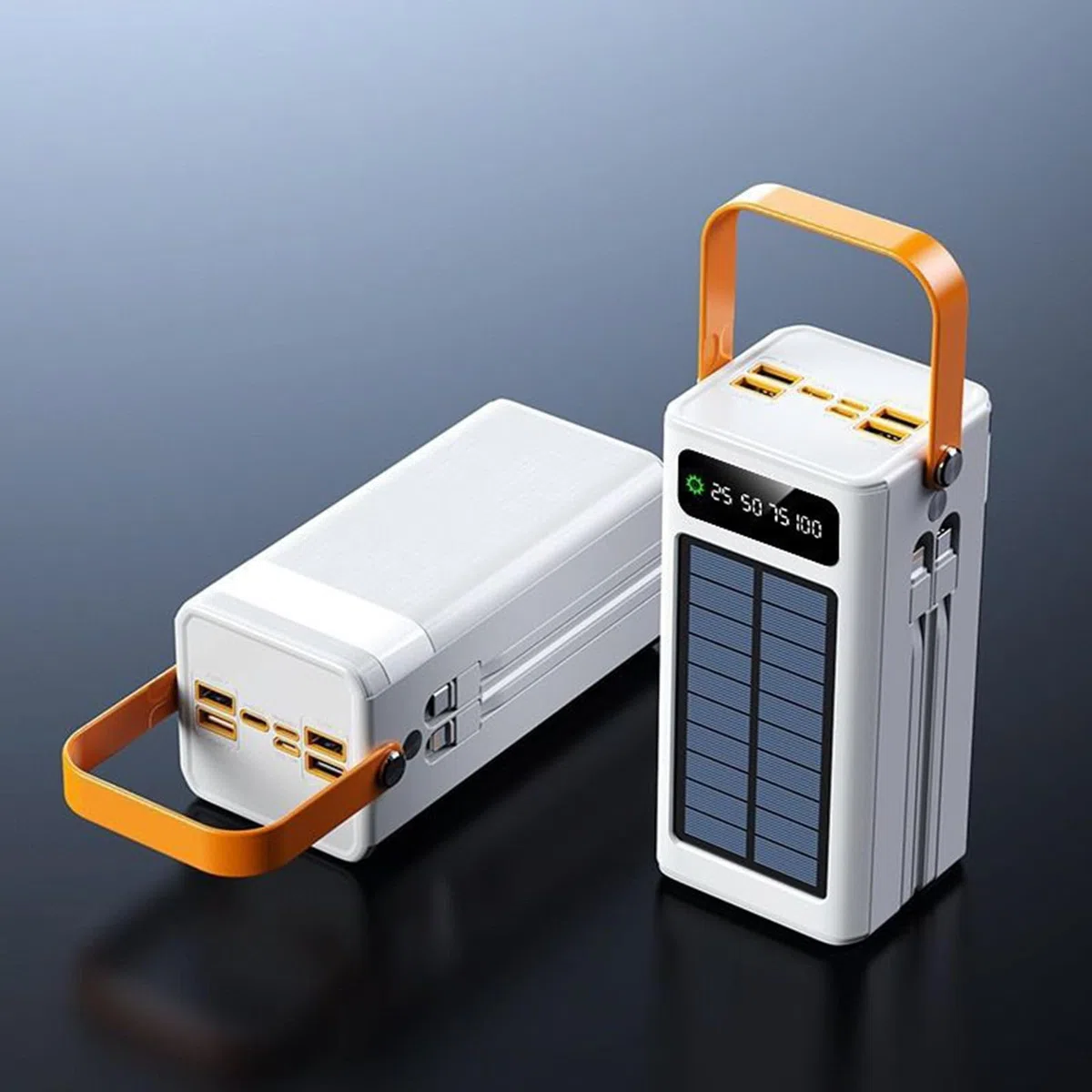 Power Bank Solare - 120W Batteria Esterna 50000mAh Attrezzatura Sopravvivenza | Power Bank Solare Alta Capacità Con Luce Cavi Integrati | 4 Uscite 3 Ingressi Per Tutti I Dispositivi Mobili Viaggio