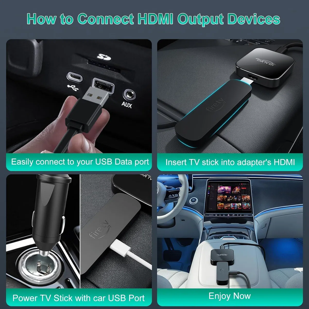 3 in 1 Car TV Mate Pro con Wireless CarPlay & Android Auto Adapter, Convertitore HDMI Multimedia TV Stick, Streaming da Fire T V/Console/YouTube/Netflix in auto per CarPlay cablato