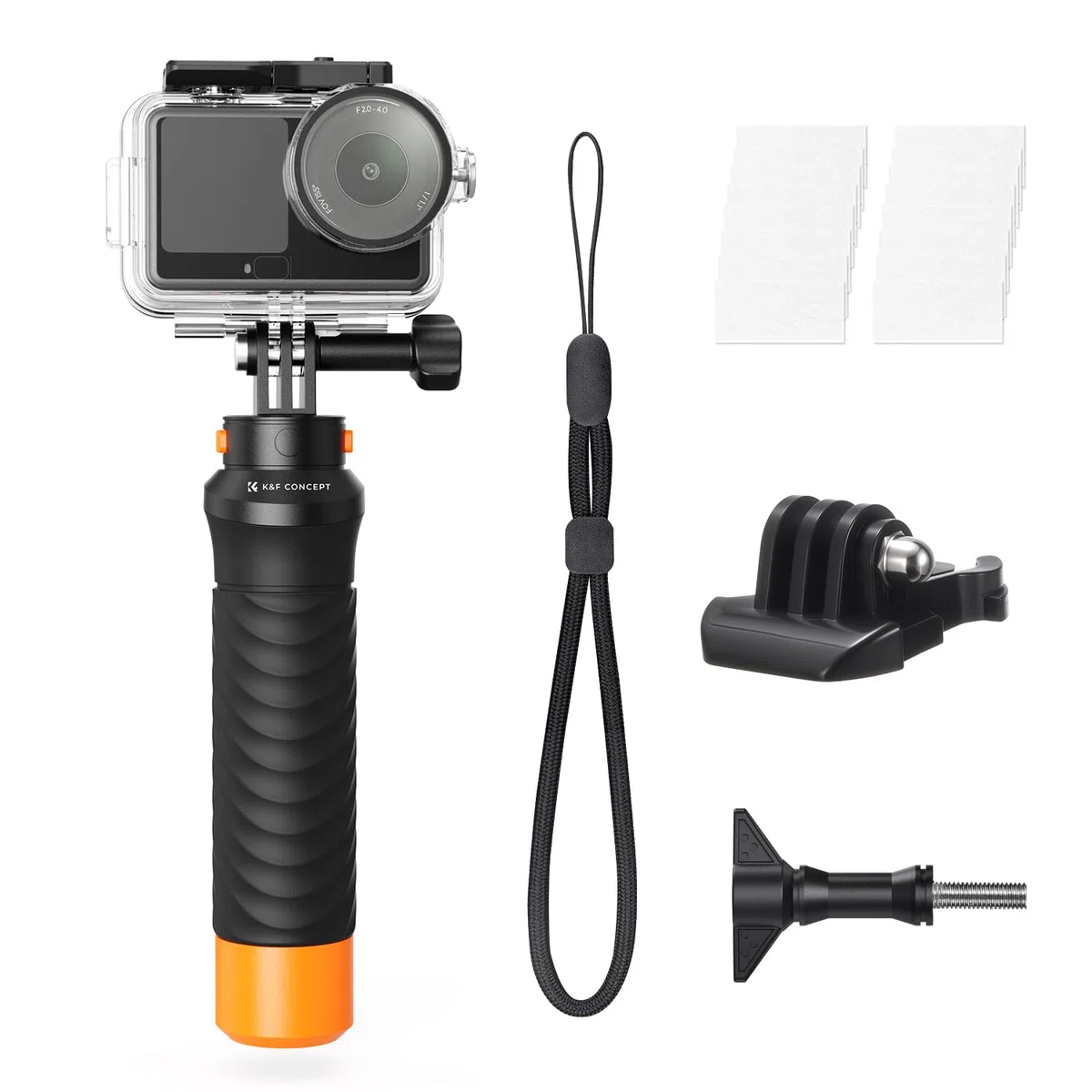 K&F CONCEPT Custodia impermeabile da 60 m con kit maniglia galleggiante compatibile con DJI Osmo Action 6, custodia subacquea con supporto per scarpa fredda, foglio anti-appannamento, guscio