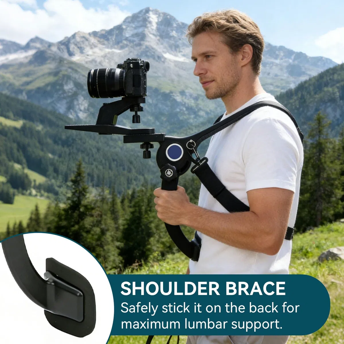 Kit Attrezzatura da Spalla Per Fotocamere E Videocamere, SR-500 Tracolla Per Fotocamera da Esterno Nera Fotografia Spalla Ammortizzatore Staffa Supporto Stabilizzatore Rig