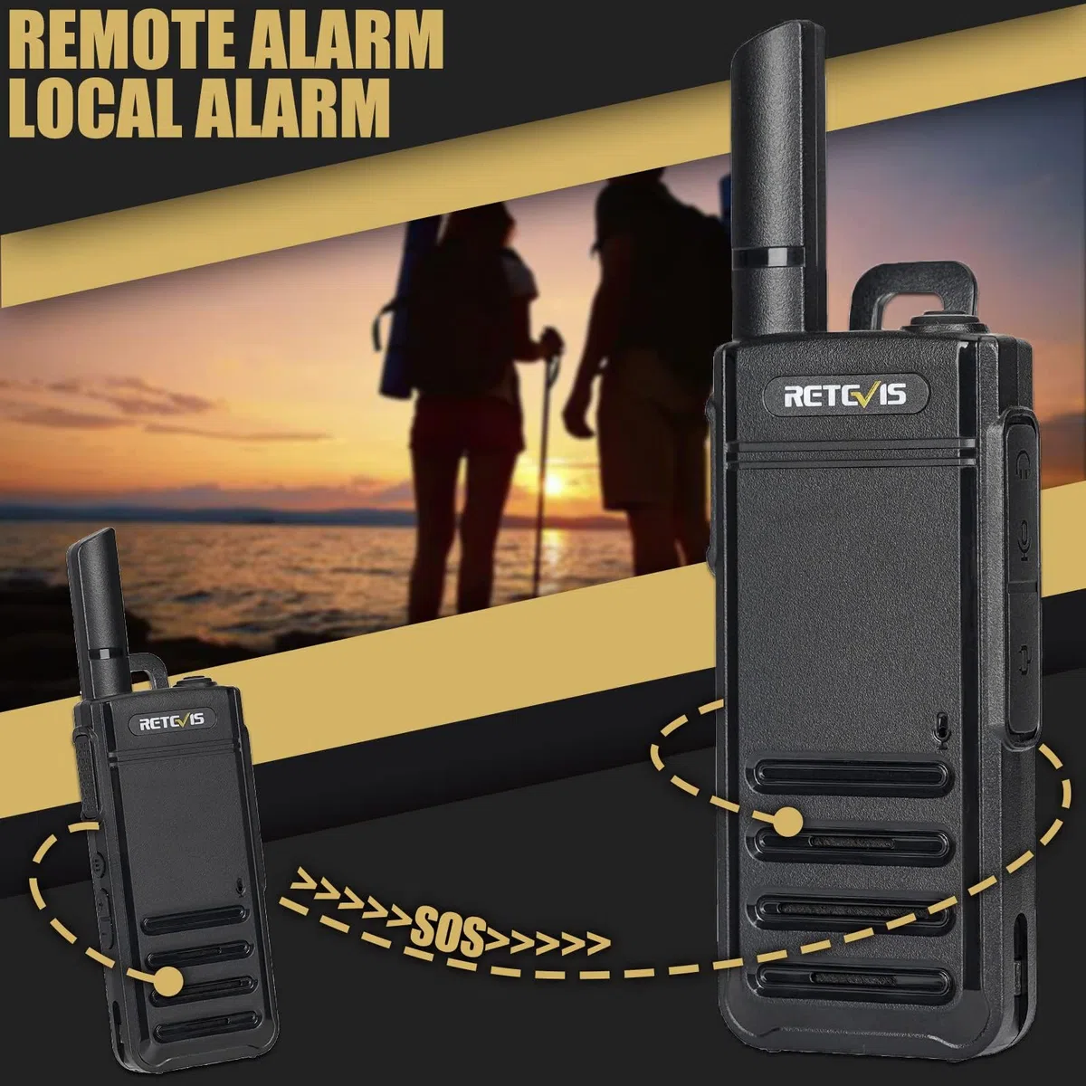 Retevis RB639 Walkie Talkie Professionali, 17mm Ultra Sottile Ricaricabile Ricetrasmittenti, 1000mAh, USB-C, Toni di Chiamata, VOX, Portatile Walkie Talkie para Tiendas (2 Pezzi, Nero)