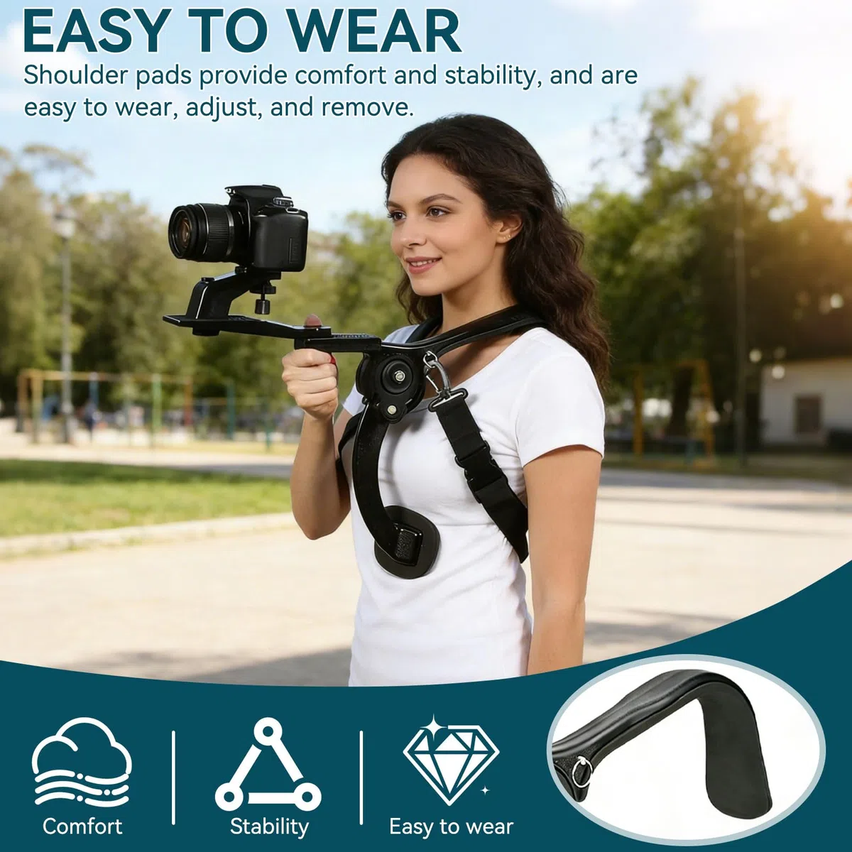 Kit Attrezzatura da Spalla Per Fotocamere E Videocamere, SR-500 Tracolla Per Fotocamera da Esterno Nera Fotografia Spalla Ammortizzatore Staffa Supporto Stabilizzatore Rig