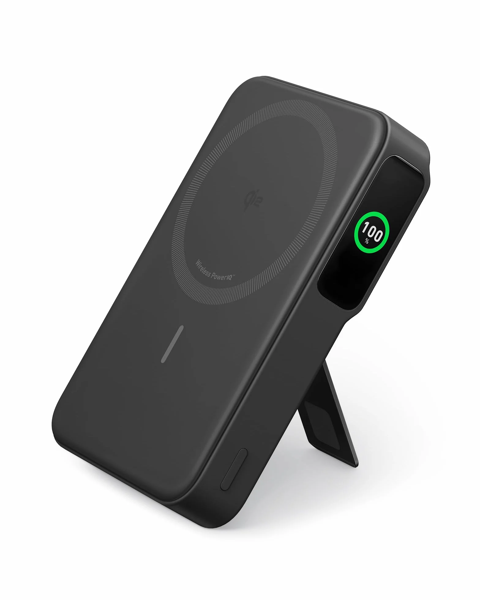 Anker MagGo Power Bank Magsafe 10000 mAh, Certificato Qi2 da 15 W, Caricatore Portatile Veloce, Display Intelligente e Supporto Pieghevole, per iPhone 17 Pro Max Air/Serie 16-12(Cavo USB C Incluso)