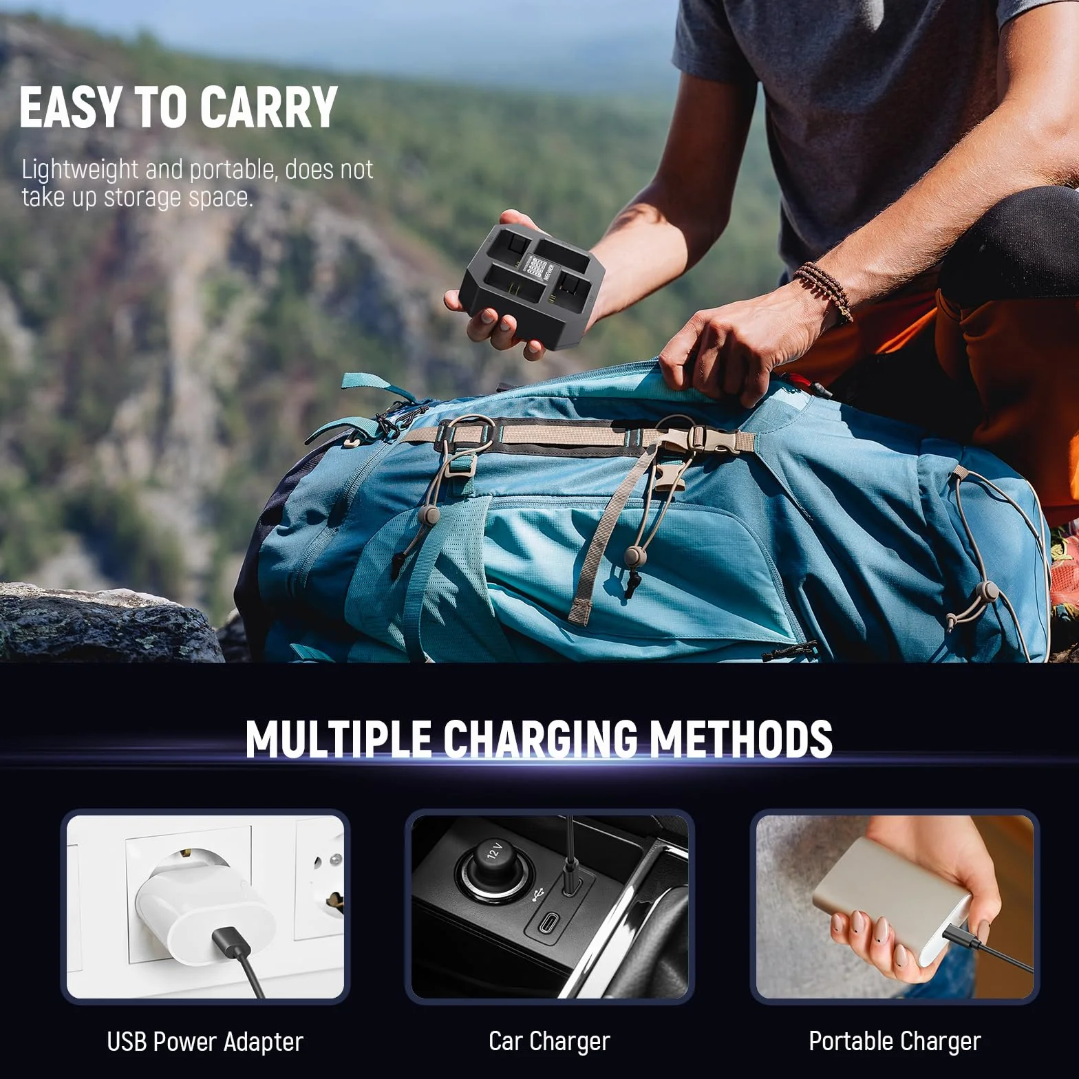 NEEWER Caricabatterie NP-FZ100 4 Canali Compatibile con Sony A7 IV A9iii A1 A7R V A7Cii A6700 ZV-E1 FX3 FX30, Ricarica Rapida PD 45W, Caricatore Batteria con Display Batteria, Cavo USB C PD 60W, NW-Z4