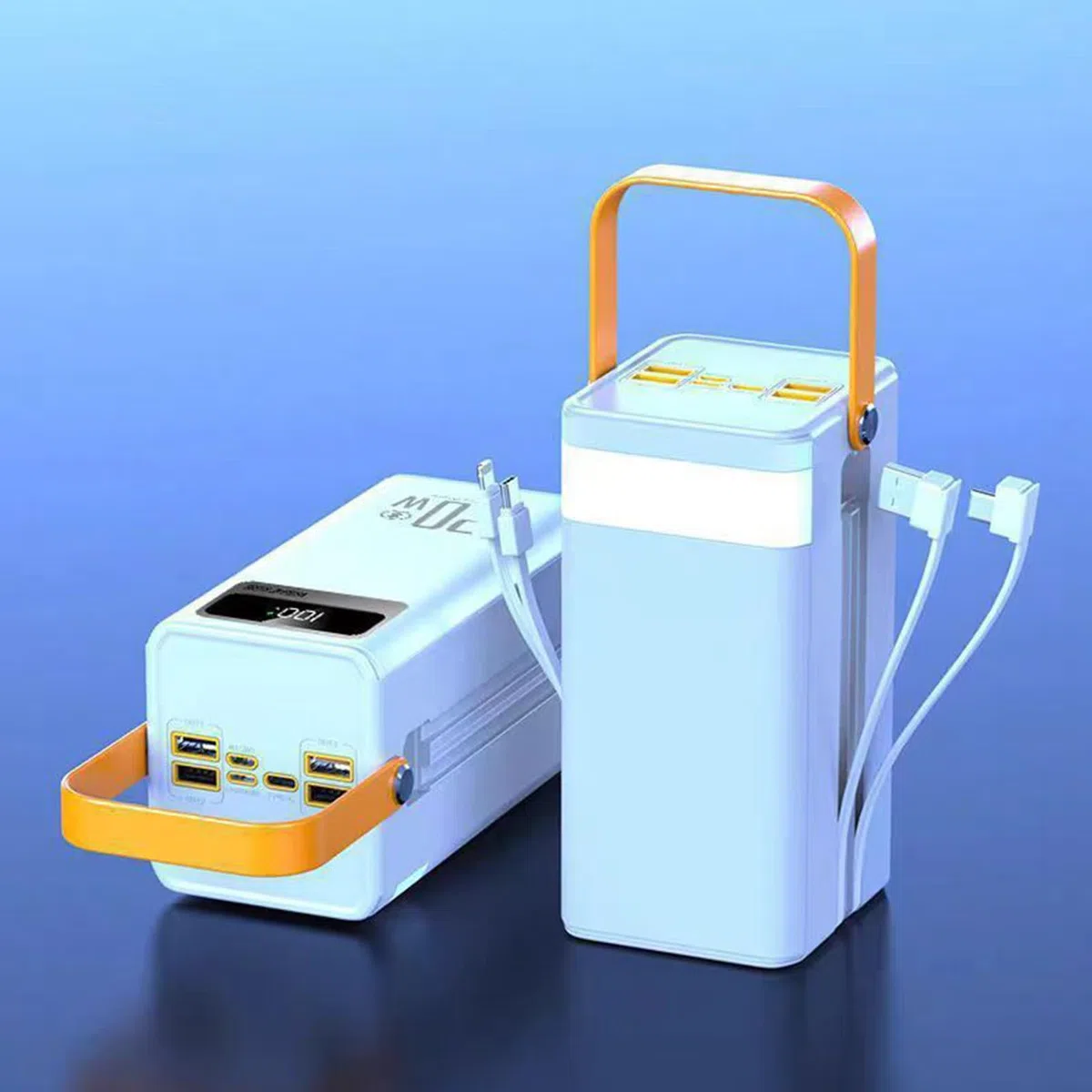 Power Bank Solare - 120W Batteria Esterna 50000mAh Attrezzatura Sopravvivenza | Power Bank Solare Alta Capacità Con Luce Cavi Integrati | 4 Uscite 3 Ingressi Per Tutti I Dispositivi Mobili Viaggio
