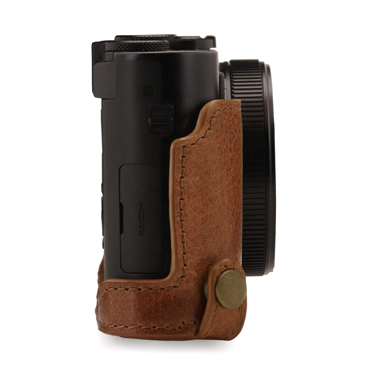 MegaGear Ever Ready - Custodia protettiva in vera pelle con tracolla, compatibile con Panasonic Lumix DMC-TZ100, DC-TZ200