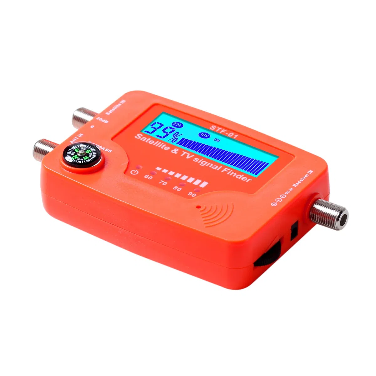 HUIOP 2 in 1 Rilevatore di segnale satellitare e TV LCD Rilevatore di segnale satellitare digitale portatile Misuratore di del segnale dell'antenna TV Rilevatore di segnale con bussola e allarme