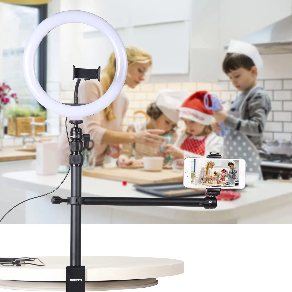 CAMBOFOTO Treppiedi da tavolo Supporto da tavolo multifunzionale con testa a sfera da 1/4", adatto per fotocamere, luci ad anello, microfoni, telefoni cellulari, ecc