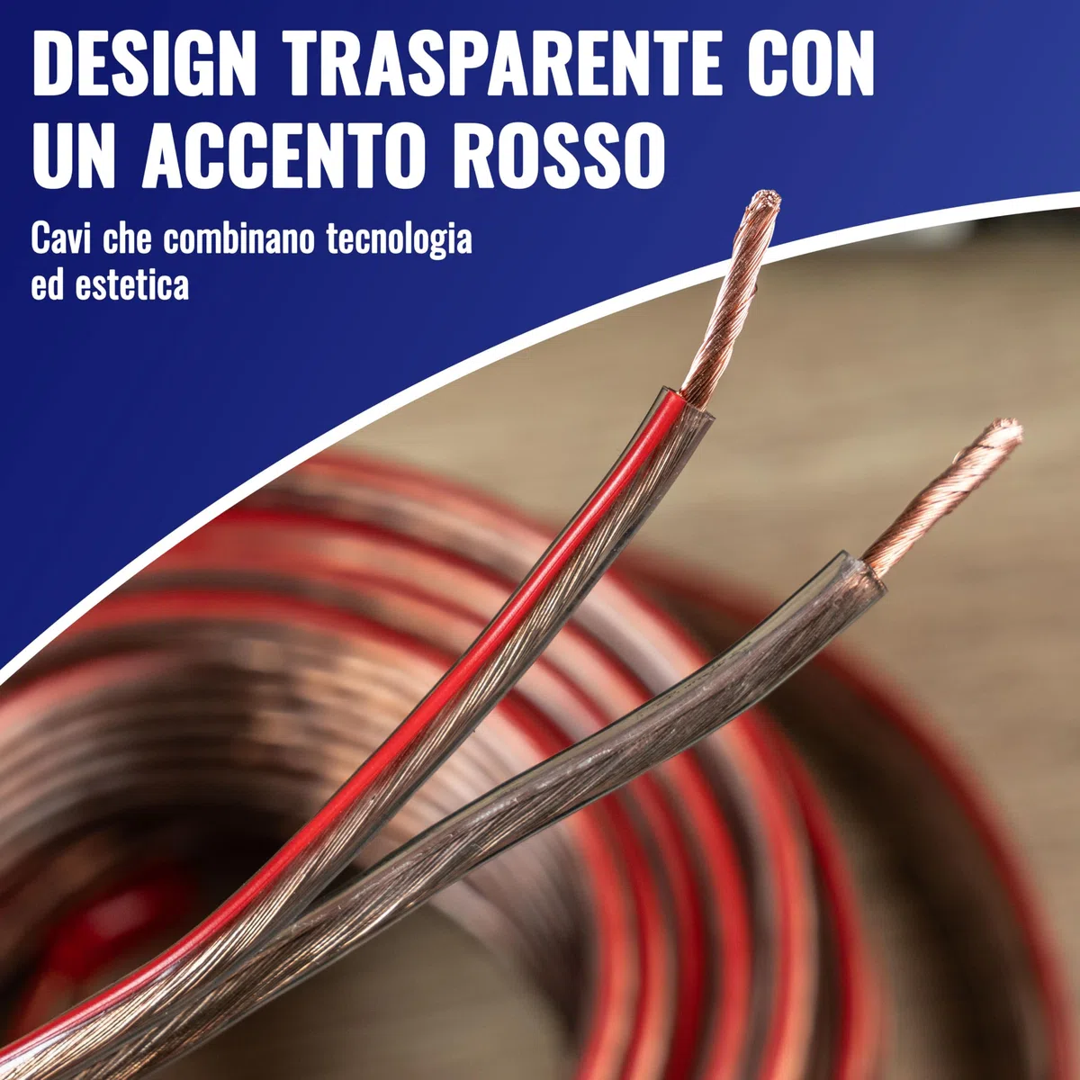Poppstar Cavo per altoparlanti 30 m 2x2,5 mm² (conduttore interno interamente in rame OFC 99,99%, guaina in PVC trasparente)
