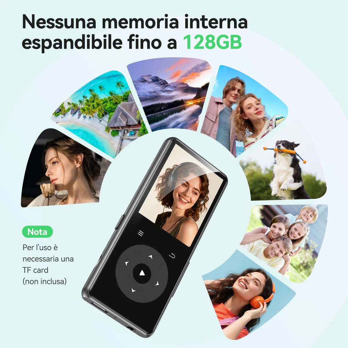 AGPTEK Nuovo MP3 Bluetooth 5.4, Senza Memoria, 1,8'' Lettore in Metallo con Tasti Tattili Retroilluminati, Suono HiFi con Altoparlante Radio, Portatile fino a 128GB (0GB)