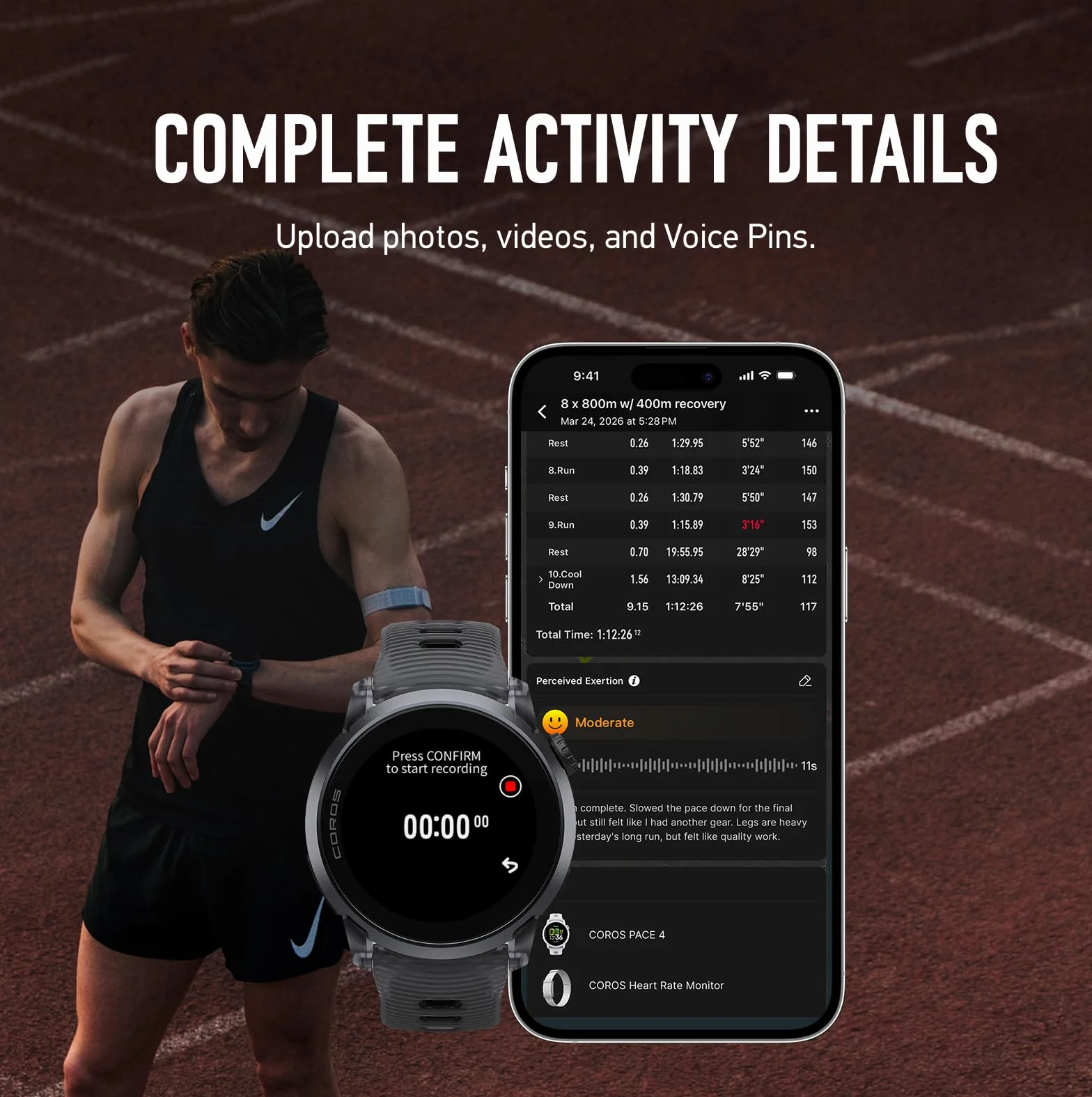 COROS PACE 4 Orologio GPS sportivo - Nero Cristallo, Alluminio