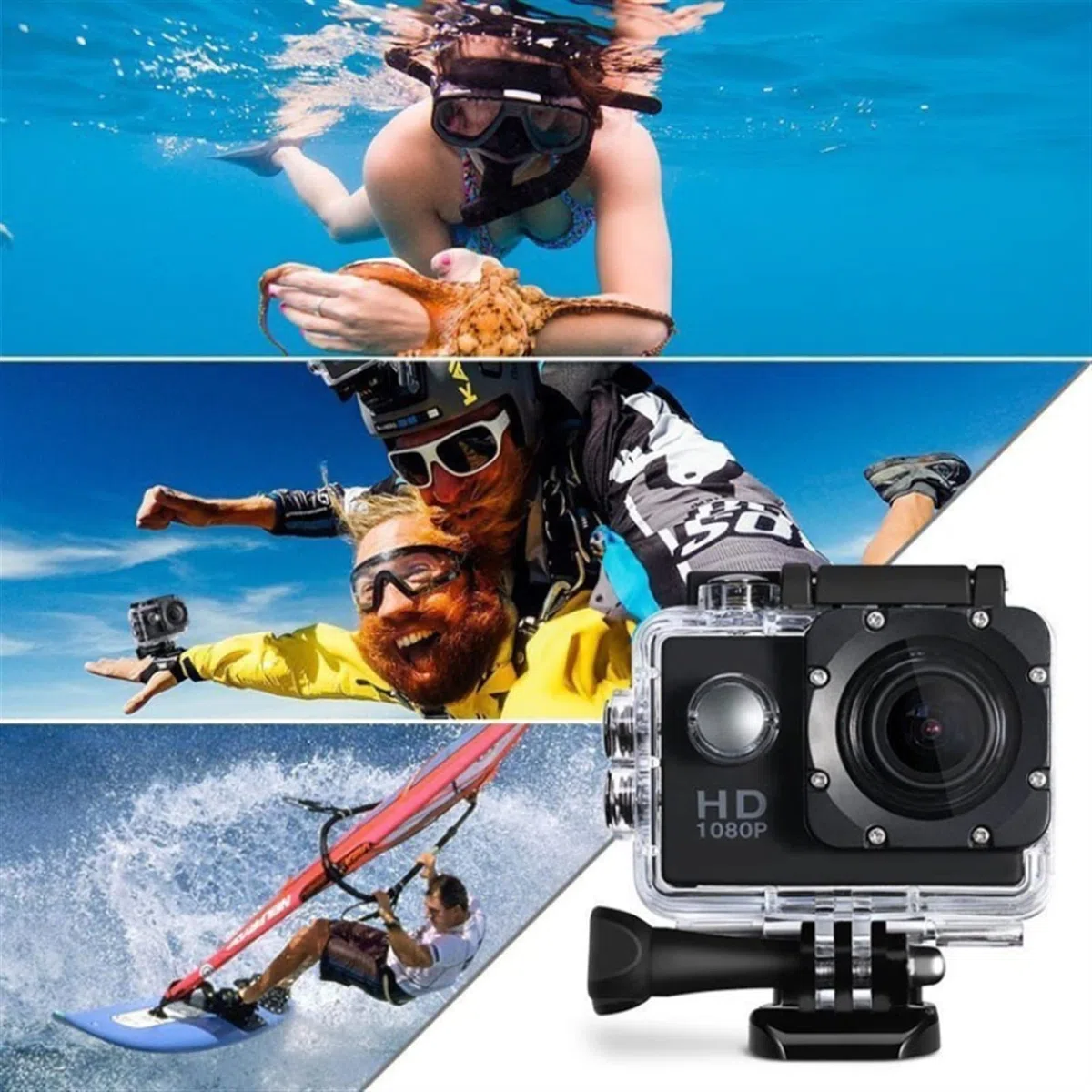 Telecamere d'azione Gli sport DV. Mini, fotocamera azione 1080p, da esterno macchina fotografica impermeabile subacquea, telecamera registrazione video 2,0 pollici fotocamera azione 4K Custodia imperm
