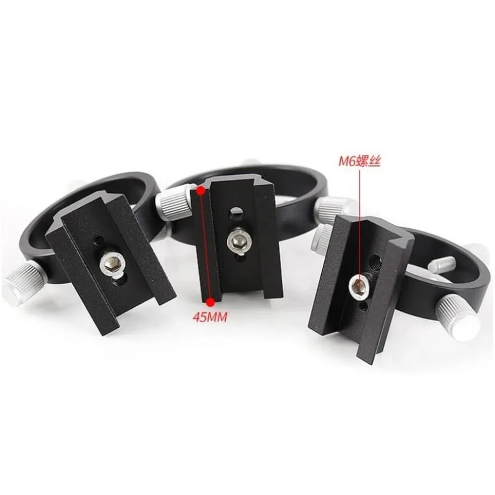 Accessori per telescopi Set di anelli guida da 80 mm, anello guida astronomico a tre punti, 1 piastra, 1 anello, 4 viti, colore rosso e nero Oculare per telescopio(Schwarz)