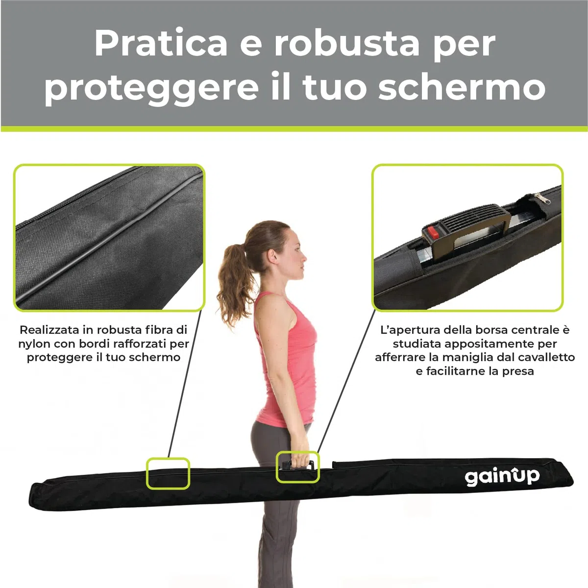 PROVIS GAINUP Borsa Morbida per Schermi su Treppiede - Fino a 150cm | Borsa da Trasporto per Schermo Proiezione Manuale Videoproiezione in Nylon | 100% Professionale di Qualità Superiore
