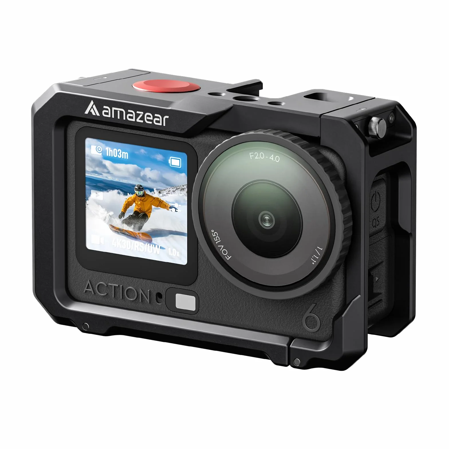 AMAZEAR Custodia protettiva in metallo per accessori DJI Osmo Action 6, gabbia multifunzione Action6 Pro, Telaio di Protezione con Attacchi a Sgancio Rapido, DJI Cage Filettatura 1/4" & Copriobiettivo