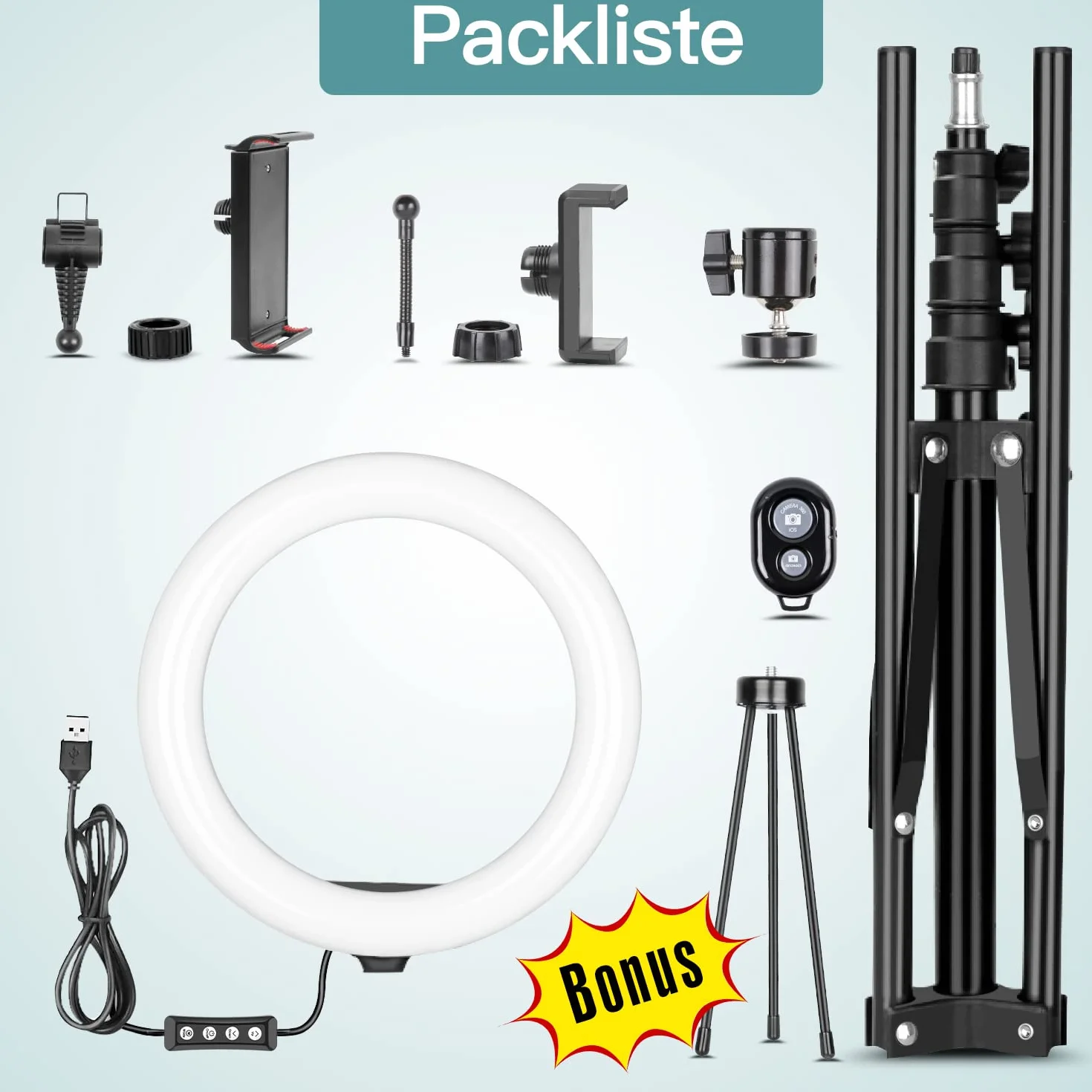 Ring Light Luce ad Anello Led da 10" con Treppiede Luce per Selfie con Telecomando Wireless, con 3 Modalità di illuminazione e 10 Luminosità per Youtube, TikTok, Streaming live, Trucco e video