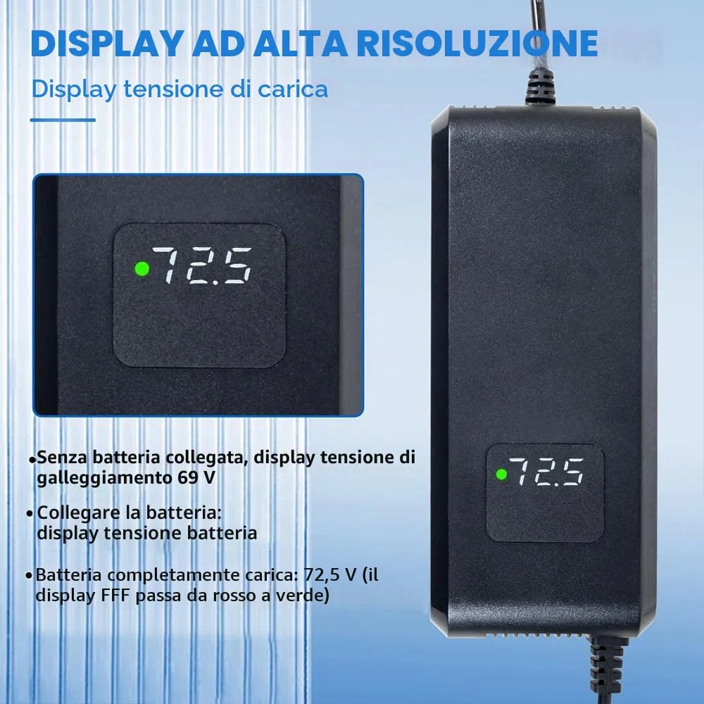 60V 20Ah Scooter elettrico Piombo-Acido Caricabatteria Connettore 3Pin con Display Ventola incorporata Raffreddamento di carica veloce