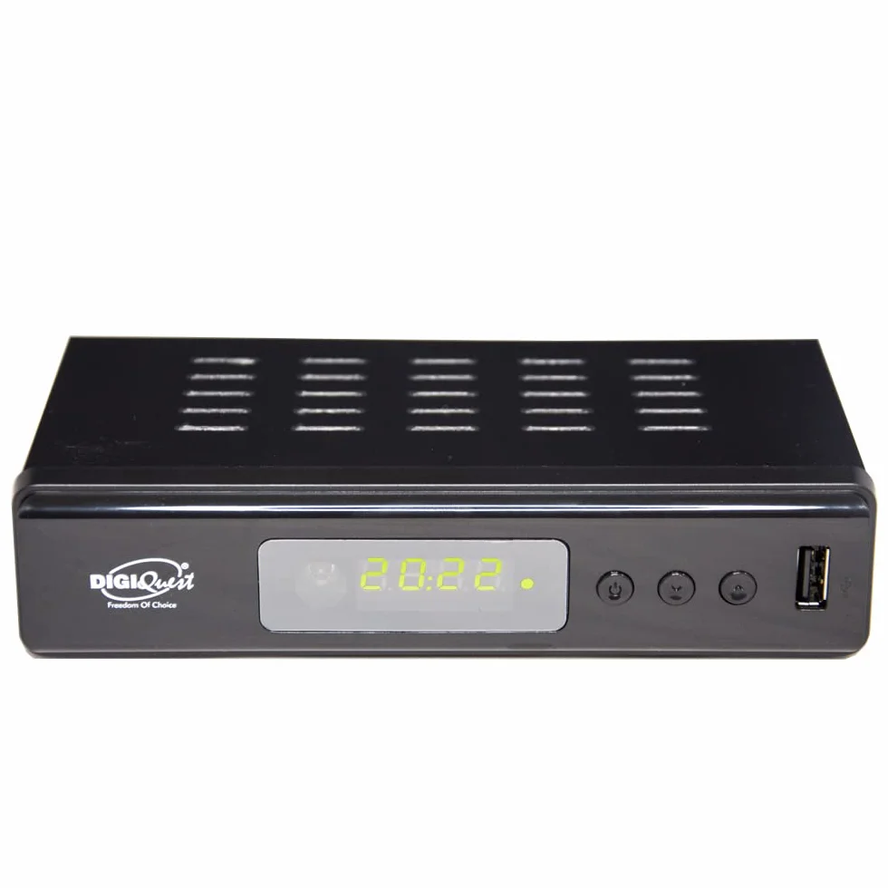 Digiquest Twin Tuner REC - Decoder Digitale Terrestre DVB-T2, Full HD, Funzione di Videoregistratore, Timeshift, Alimentazione 12V, Small Edition, Compatto, Nero