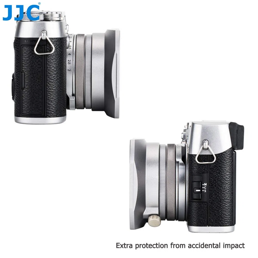 JJC Paraluce per Fujifilm Finepix X100VI, X100V, X100F, X100S, X100T, X100, X70 con Copriobiettivo, Sostituisce Fuji LH-X100 (Argento)