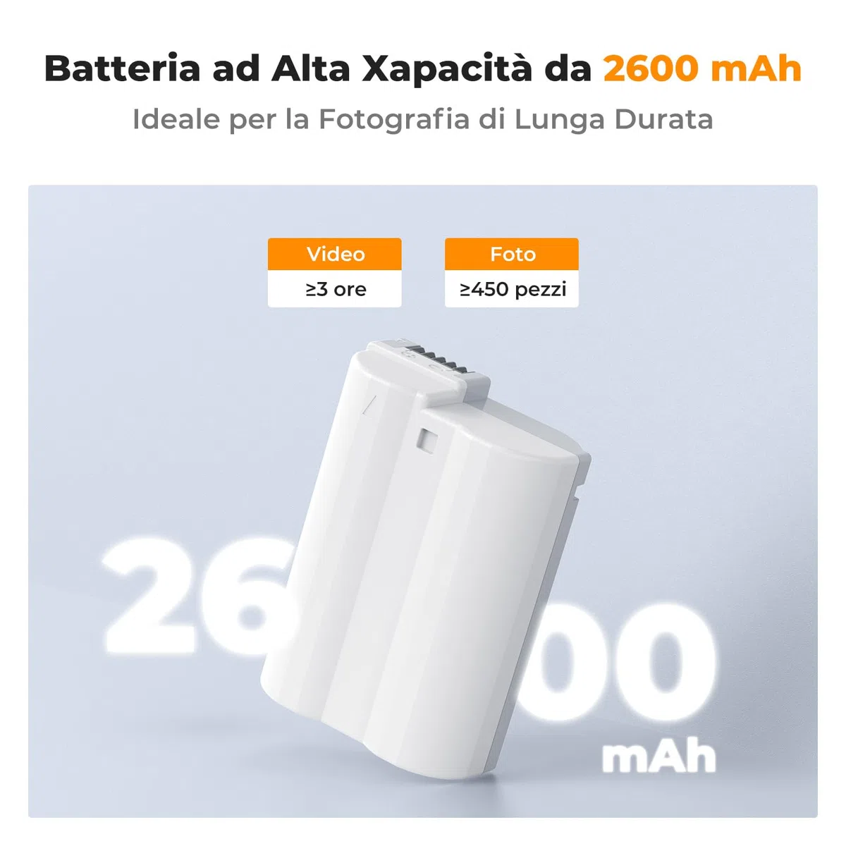 K&F CONCEPT 2600mAh EN-EL15C Batteria Rcarica Rapida USB-C Compatibile con Nikon ZR, Z8, Zf, Z7, Z6, Z7ii, Z6ii, Z6iii, Z5, D850, D810, D810A, D780, D750, D610, D500, D7500, D7200