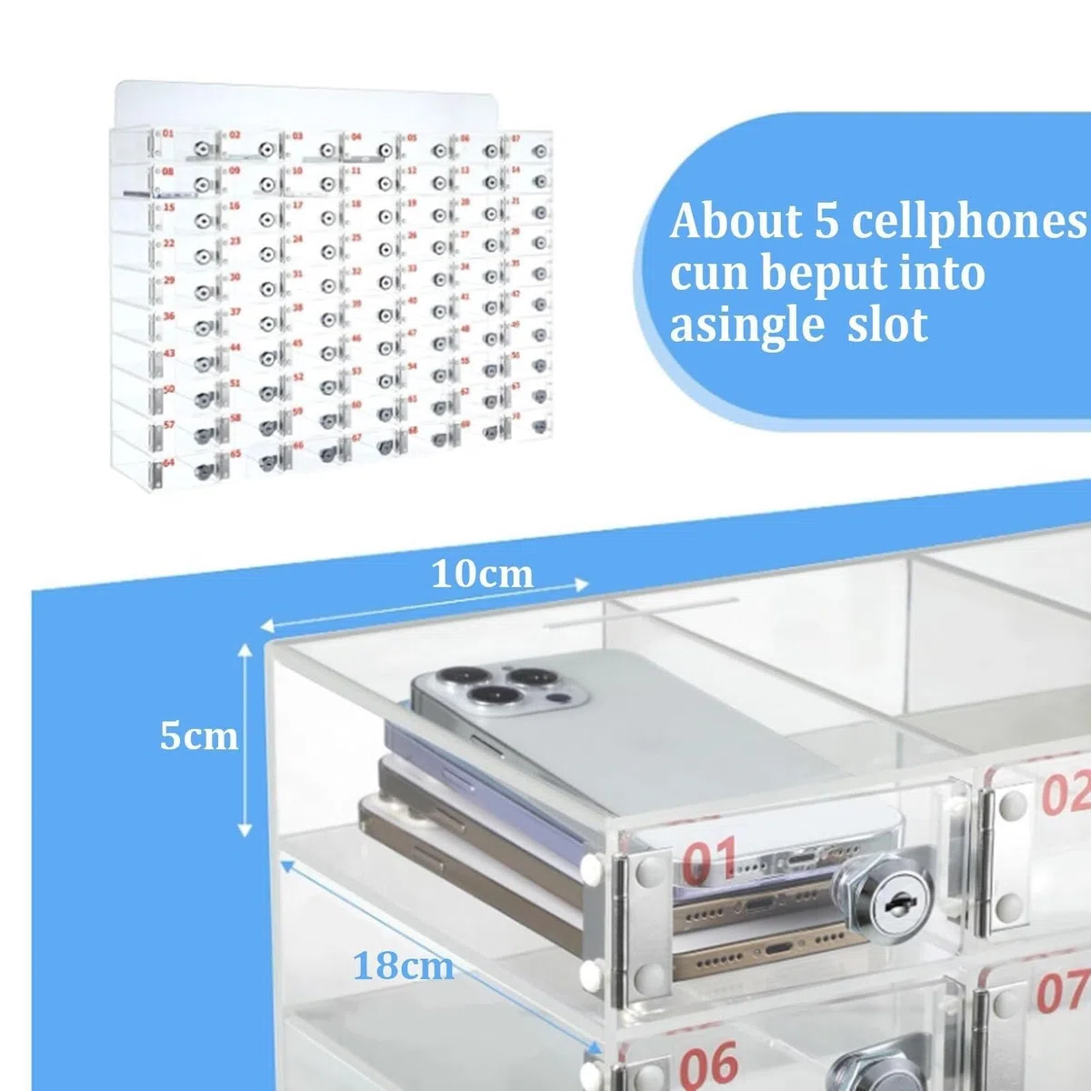 Caja de Almacenamiento para teléfonos móviles Soporte acrílico para teléfonos móviles Caja de Almacenamiento de Escritorio Caja de Almacenamiento de Pared acrílica para teléfonos móviles