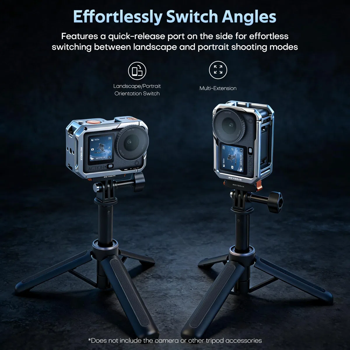 REYGEAK Gabbia in metallo ultra leggera per DJI OSMO Action 6, telaio in alluminio con vite da 1/4", scarpa fredda, supporto adattatore a sgancio rapido con doppio artiglio per OSMO Action 6