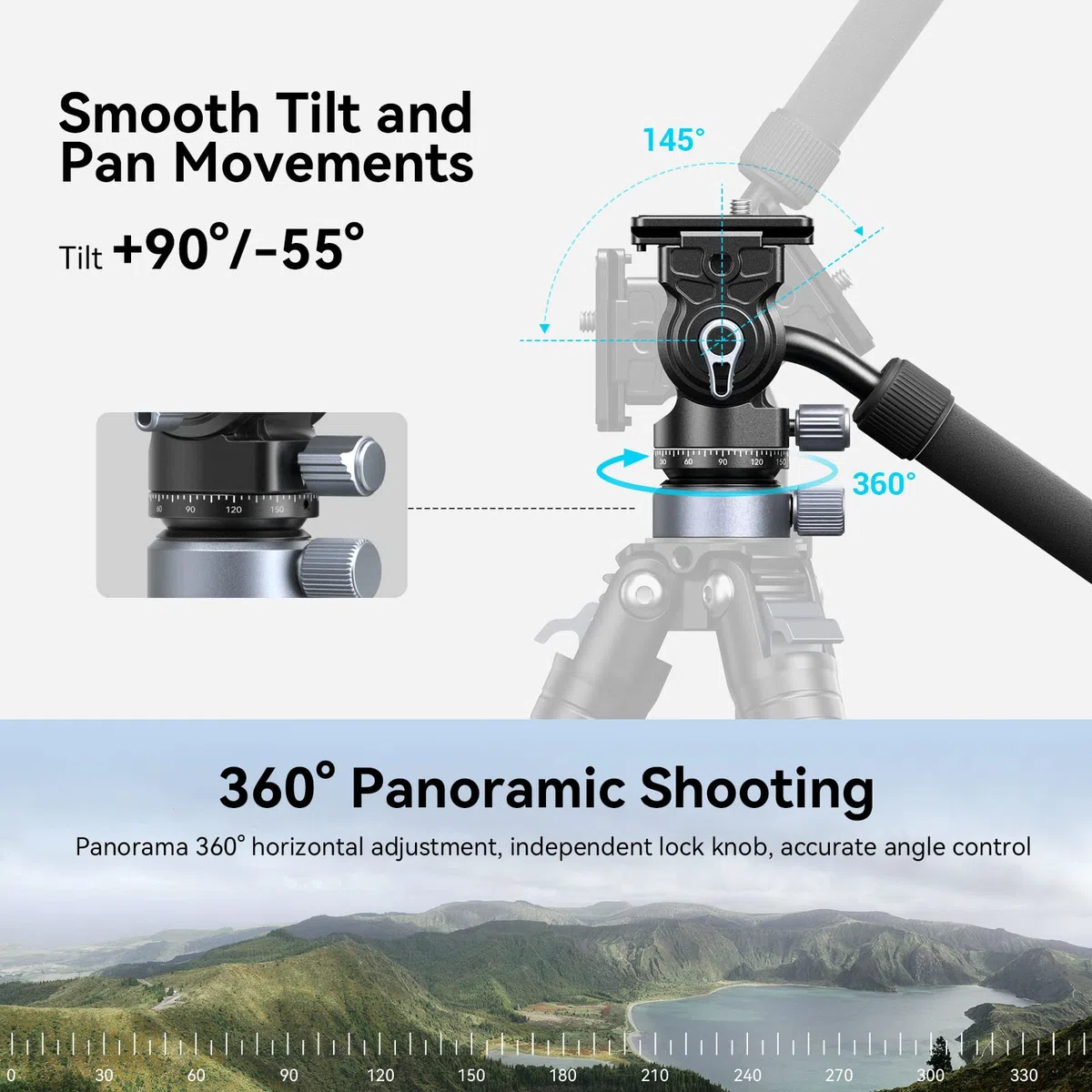 SMALLRIG Testa Video Fluida per Treppiede con Base di Livellamento, Piastra a Sgancio Rapido per Arca-Swiss e Impugnatura Regolabile, per Fotocamere DSLR, Carico Fino a 4 kg - 4170B
