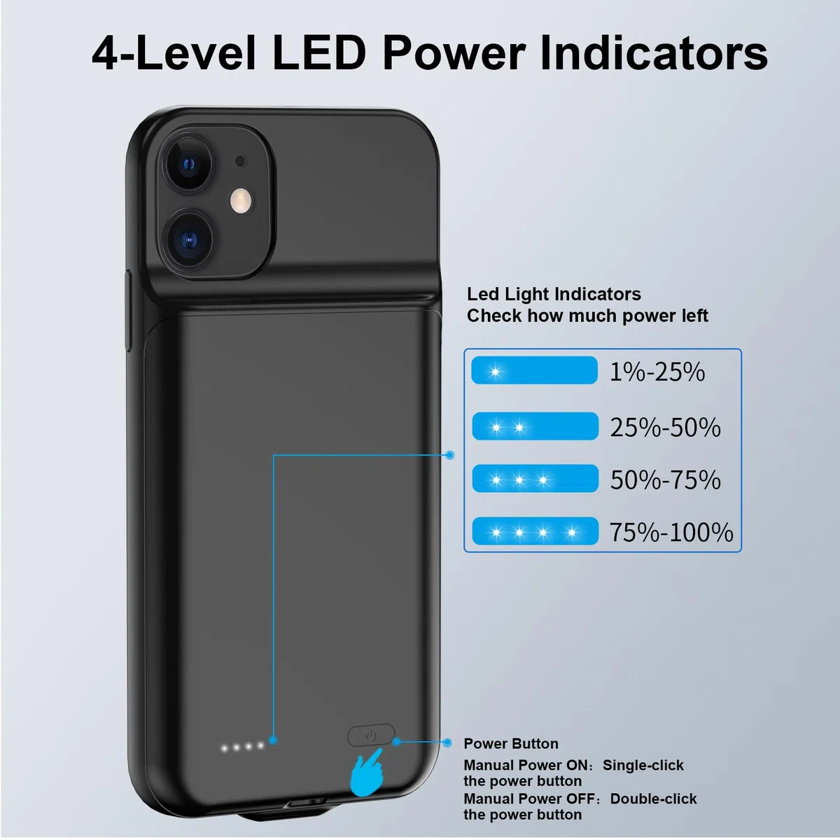 Custodia con batteria per iPhone 11, 7000 mAh, ultra sottile, portatile, estesa, custodia di ricarica per iPhone 11