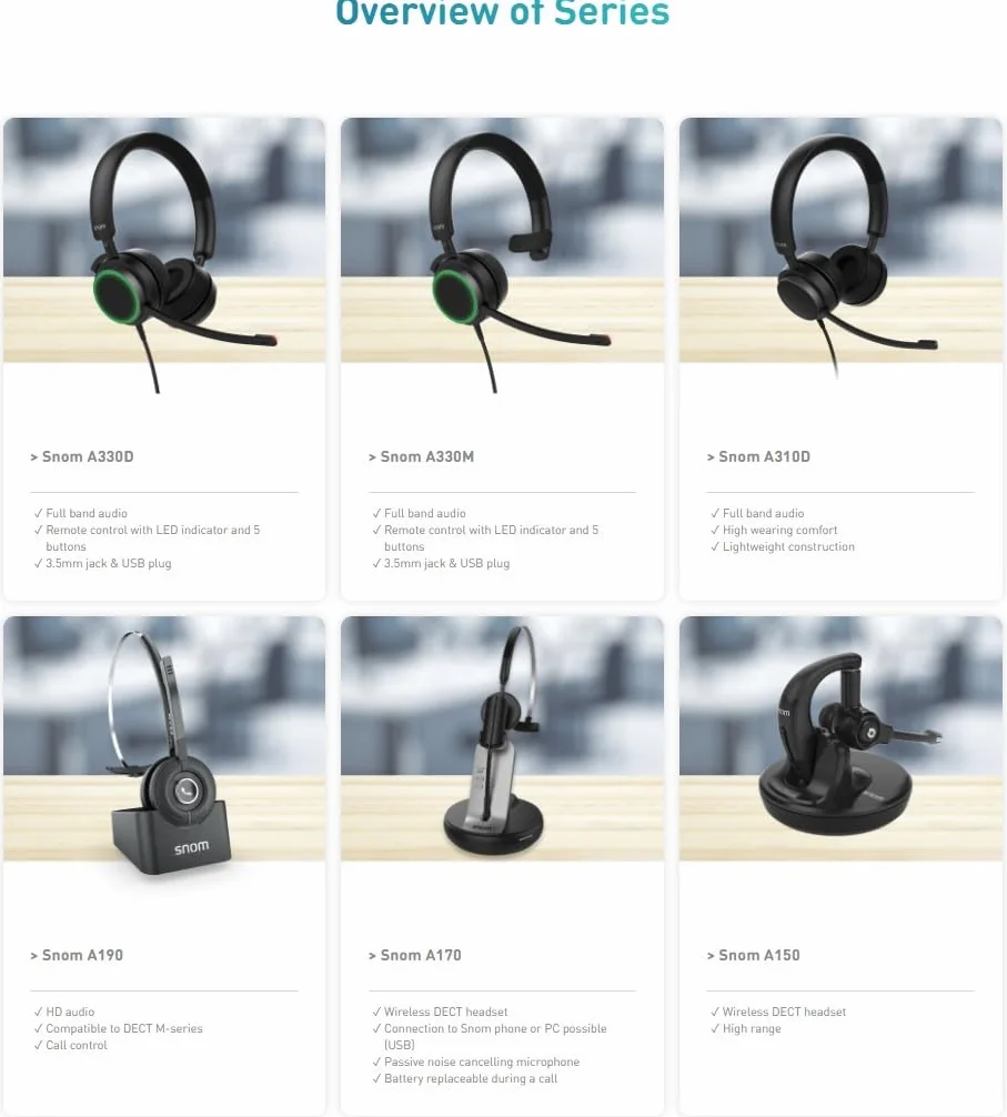 SNOM A310M Cuffie filo - Auricolari Monoaurali per Call Center e Uffici - Audio HD, Comfort Elevato, Struttura Leggera, Cancellazione Passiva del Rumore - Compatibili con Telefoni