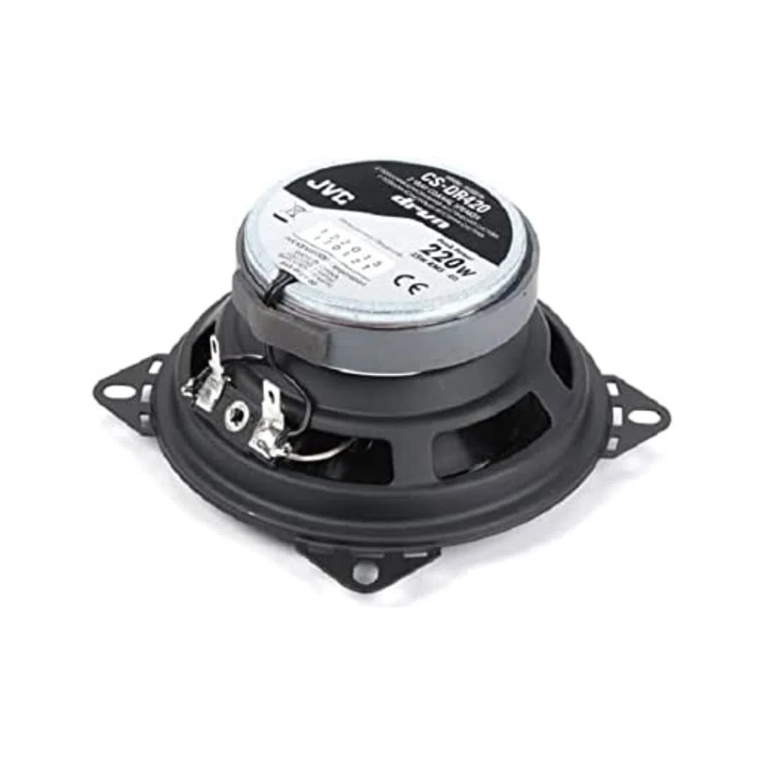 JVC CS-DR420 Altoparlante per Auto Mono, Potenza 220W, risposta in frequenza 114-23.000 Hz, cono in fibra di carbonio per un suono nitido, profondità di 45,5 mm, Nero