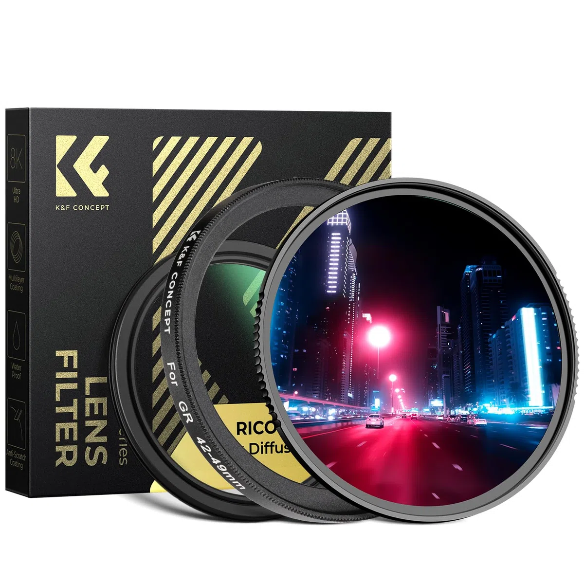 K&F CONCEPT Set Filtri Compatibile con Ricoh GR Serie con Filtro Black Mist 1/4 + Filtro UV + Anello Adattatore 42-49mm, Compatibile con Ricoh GR IV GR II GR III GR IIIx HDF