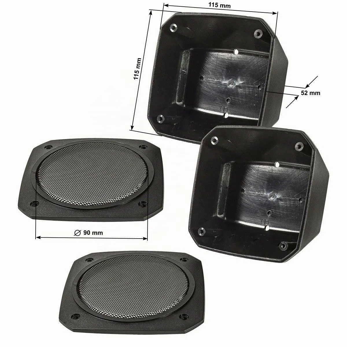 tomzz Audio 4000-010 Set di altoparlanti per montaggio a superficie dal look retrò in contenitore DIN 100 mm Sistema di altoparlanti coassiali a 2 vie 80 Watt