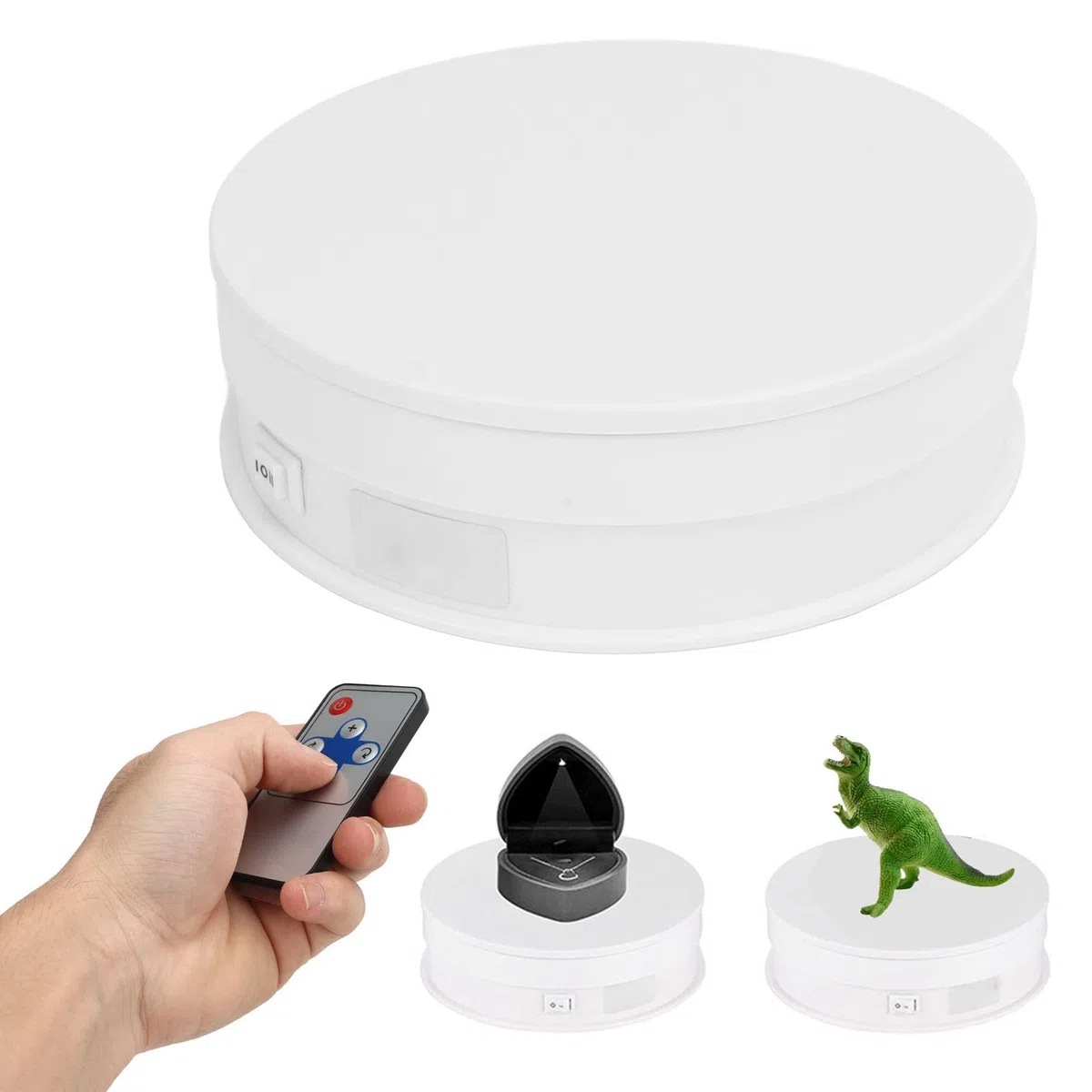 Display Rotante Motorizzato, Espositore per Giradischi Rotante Elettrico da 5,9 Pollici a 360 Gradi con Telecomando per Prodotti e Spettacoli Fotografici (Bianco)