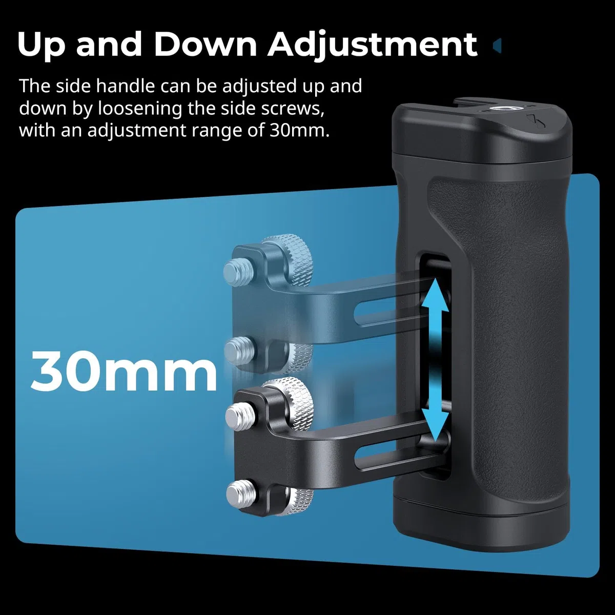 SMALLRIG Kit mini maniglia laterale leggera con fori filettati da 1/4"-20 e morsetto NATO, capacità di carico fino a 10 kg, maniglia ergonomica per fotocamera per mano sinistra o destra - 5532
