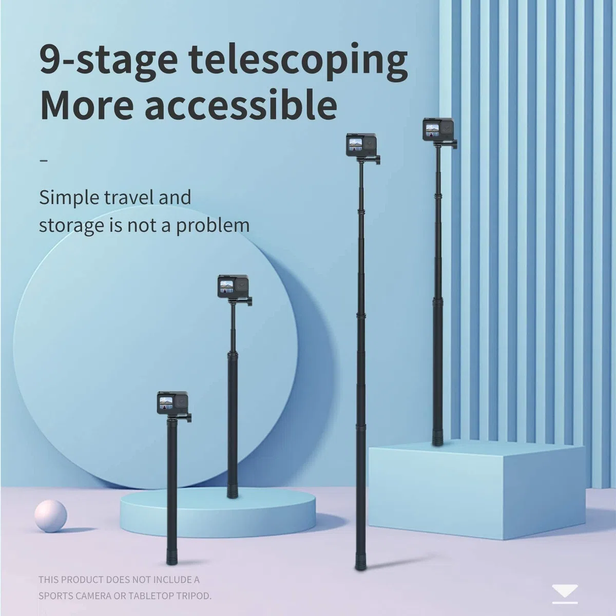 TELESIN 300cm Invisible Selfie Stick, Monopiede Retrattile in Fibra di Carbonio, Bastone Selfie Stick per Go Pro Hero 13 12 11 10 9 8 DJI Osmo 360 Action 5 Pro 4 3 Insta360 X5 X4 X3, ecc