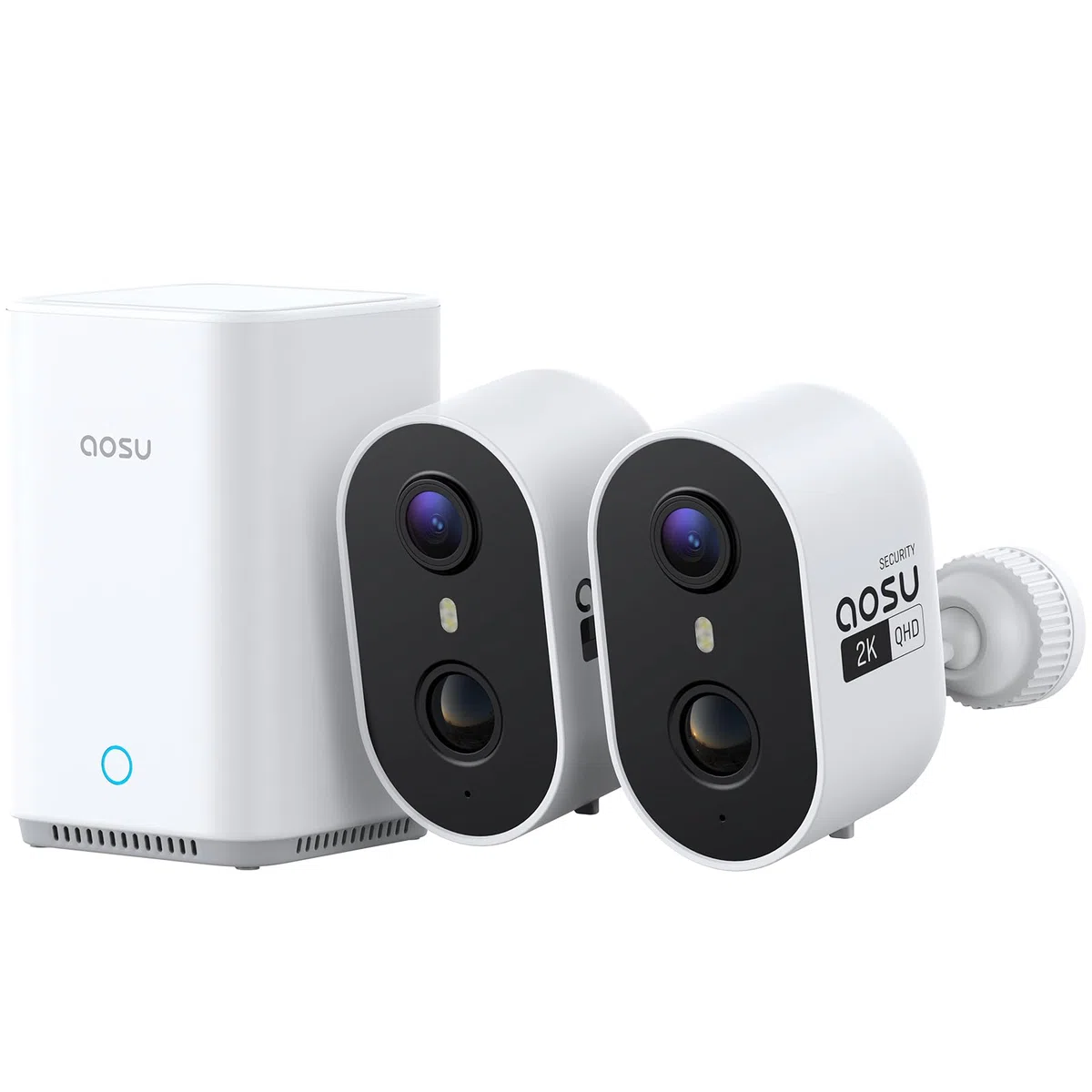 aosu Cámara de Vigilancia 2K Exterior e Interior Kit 2 Cámaras con Aosubase 2.0 Sin Suscripción 32GB Almacenamiento Local Cámara Inalámbrica Sensor PIR Alarma Luz Audio Bidireccional Visión Nocturna
