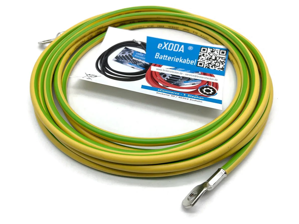 eXODA cavo di messa a terra 5m 16mm² verde/giallo cavo di messa a terra M8 M10 per terra incrociata terra a picchetto H07V-K con guaina in PVC per connessioni di messa a terra versatili