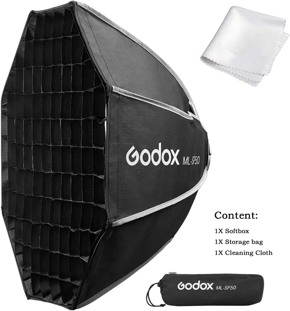 Godox Softbox ML-SF50 Octagon Soft Box, 50 cm x 50 cm, Godox Mount Softbox per ML100Bi, ML100R, ML60IIBi, ML60Bi, ML60, ML30Bi, ML30 LED Video Light