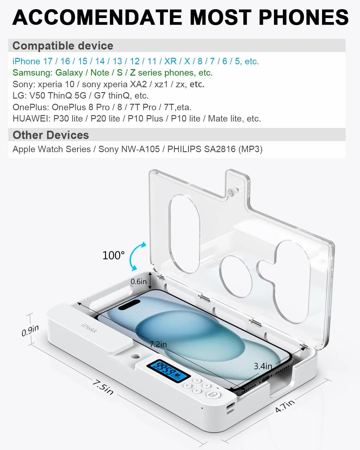 iDiskk scatola blocco telefono, prigione del telefono, autocontrollo timer serratura box per i bambini e Ault, bloccare iPhone e Android telefono via