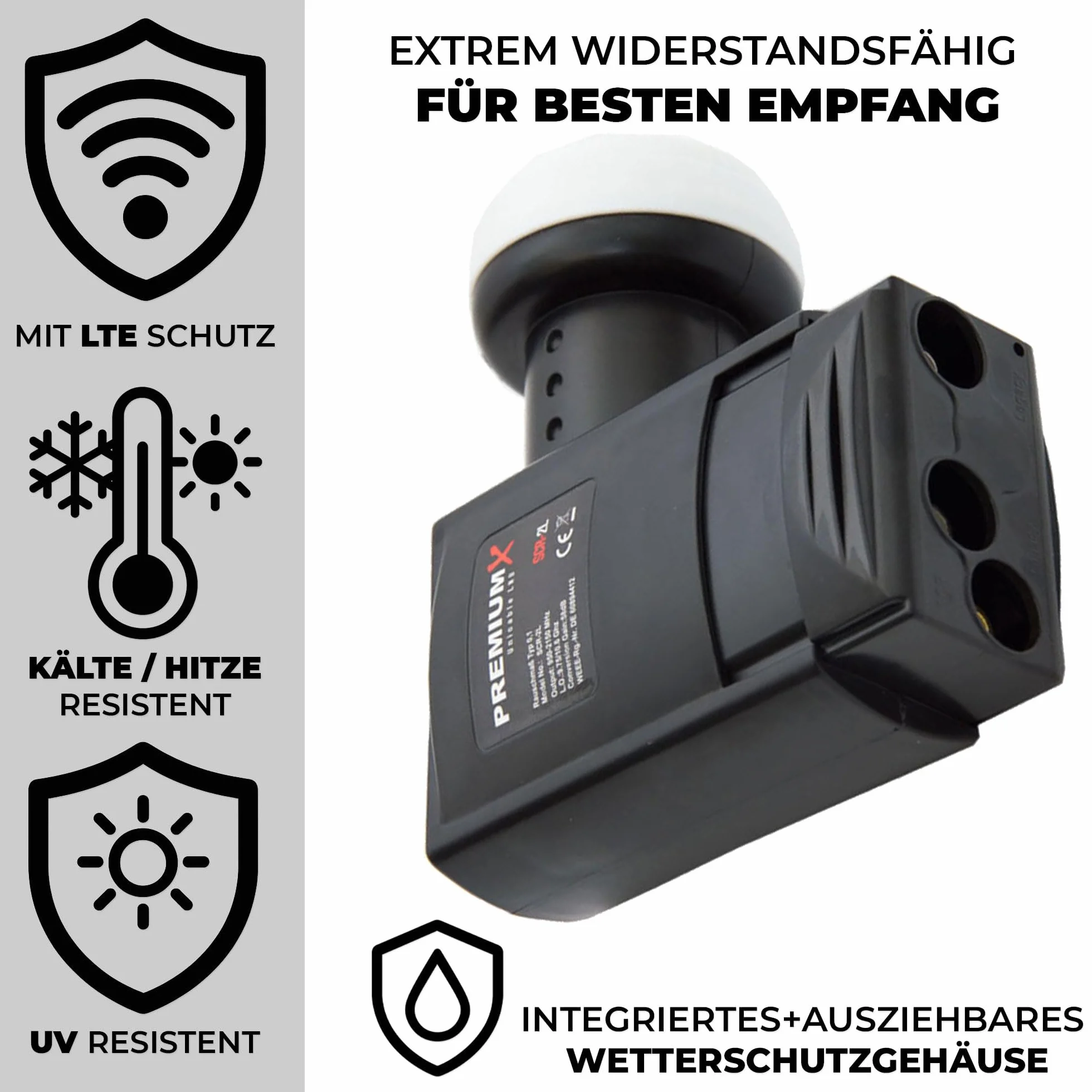 Premium X SCR-2L SAT Unicable LNB SCR 2 Legacy Sistema a Cavo Singolo Unikabel 4 + 2 partecipanti FullHD 4K HDTV Ultra HD