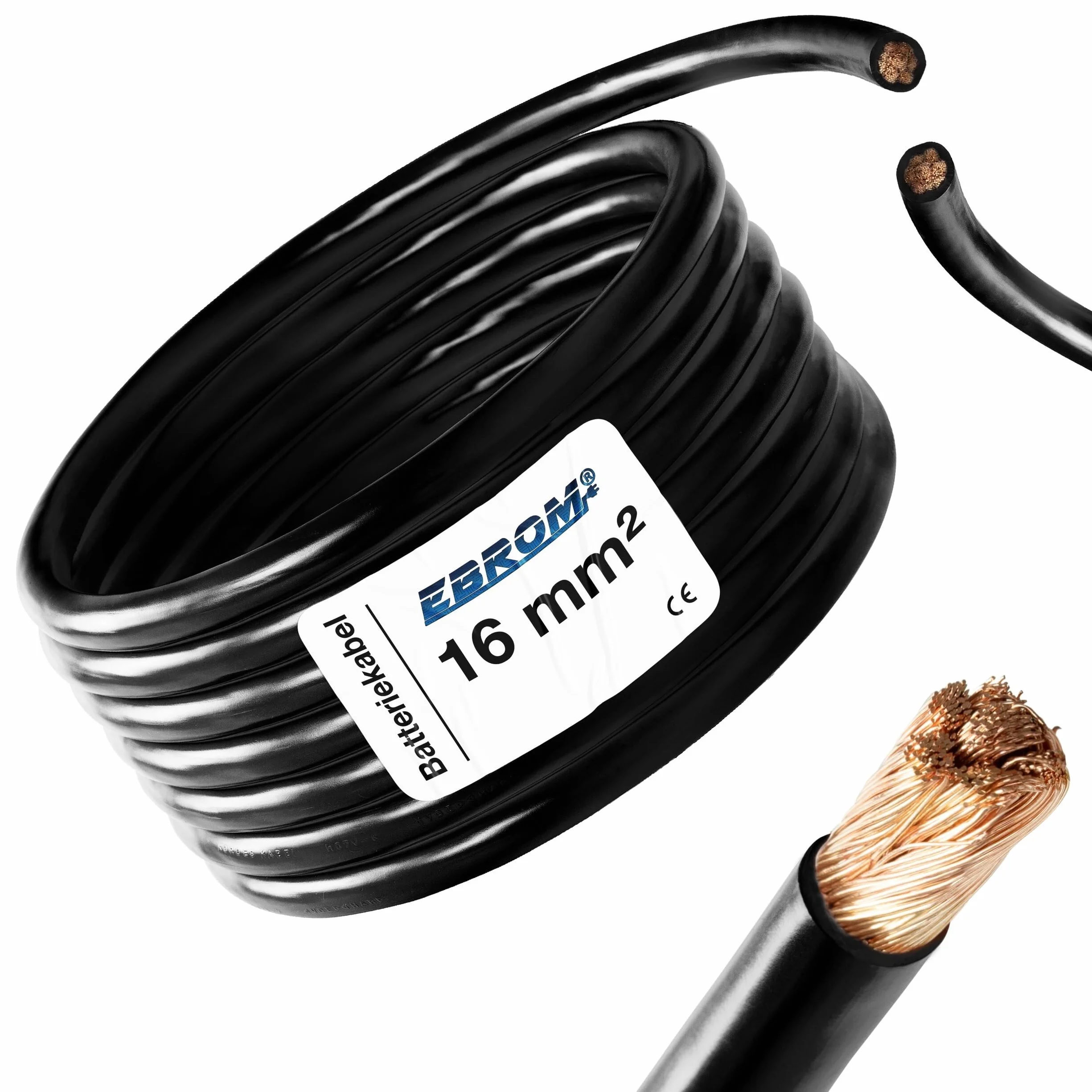 5 metri cavo batteria nero H07V-K 16 mm2 – Cavo batteria per auto – 100% rame OFC – 5 m (5 m) 16 mm2