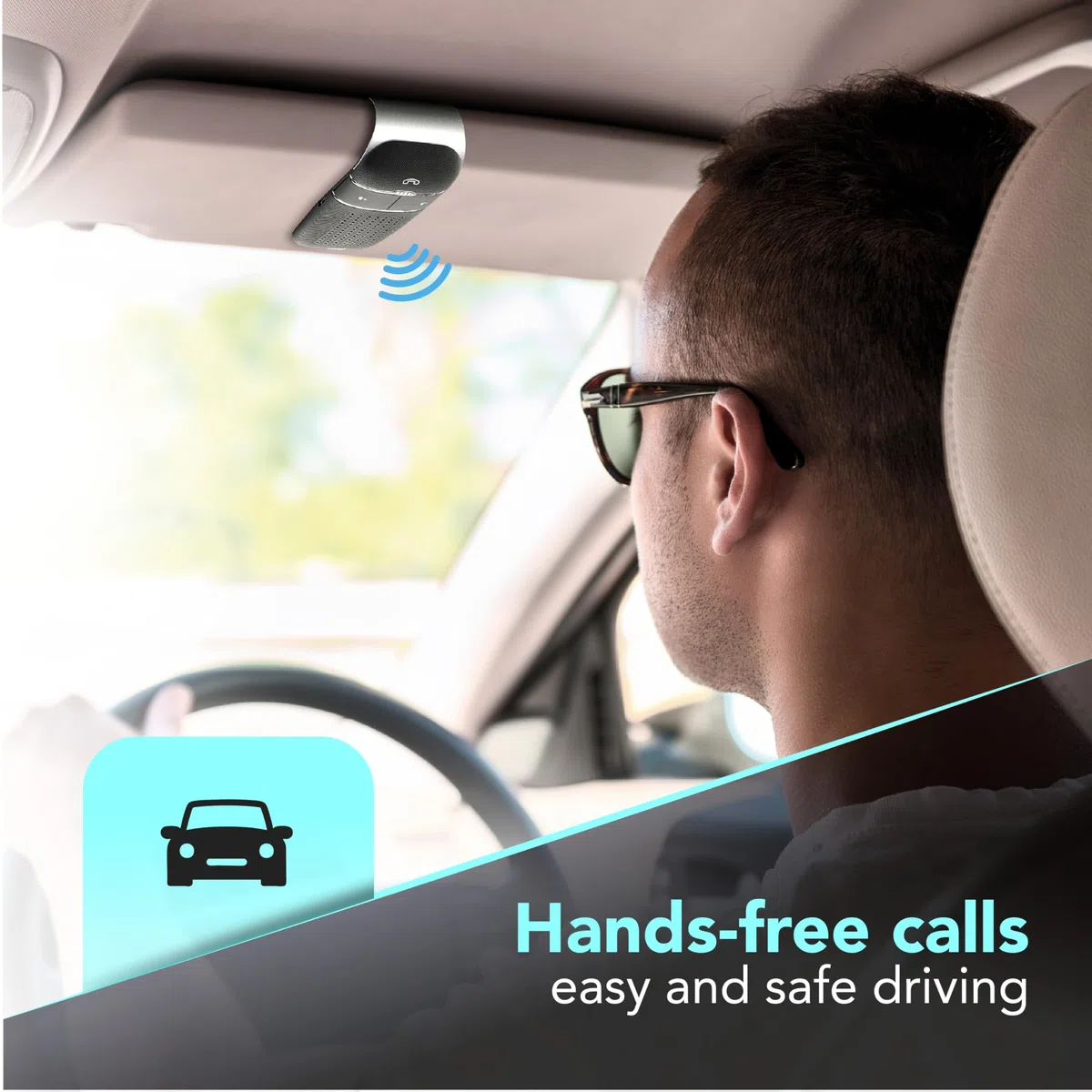 Cellularline - Easy Drive - Vivavoce Bluetooth per Auto con Funzione Dualphone - Talk Time 20h - Recharging Time 2h - Riproduci Suono e Indicazioni GPS dal Tuo Smartphone - Nero