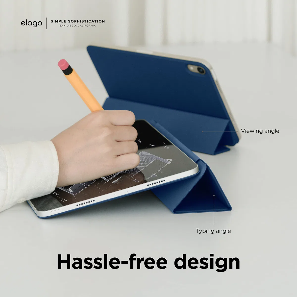 elago Custodia Folio Magnetica per iPad (A16), iPad 10a Generazione [10.9 pollici] - Piastra Posteriore Attaccabile ai Materiali Metallici, Compatibile con Apple Pencil (Blue)