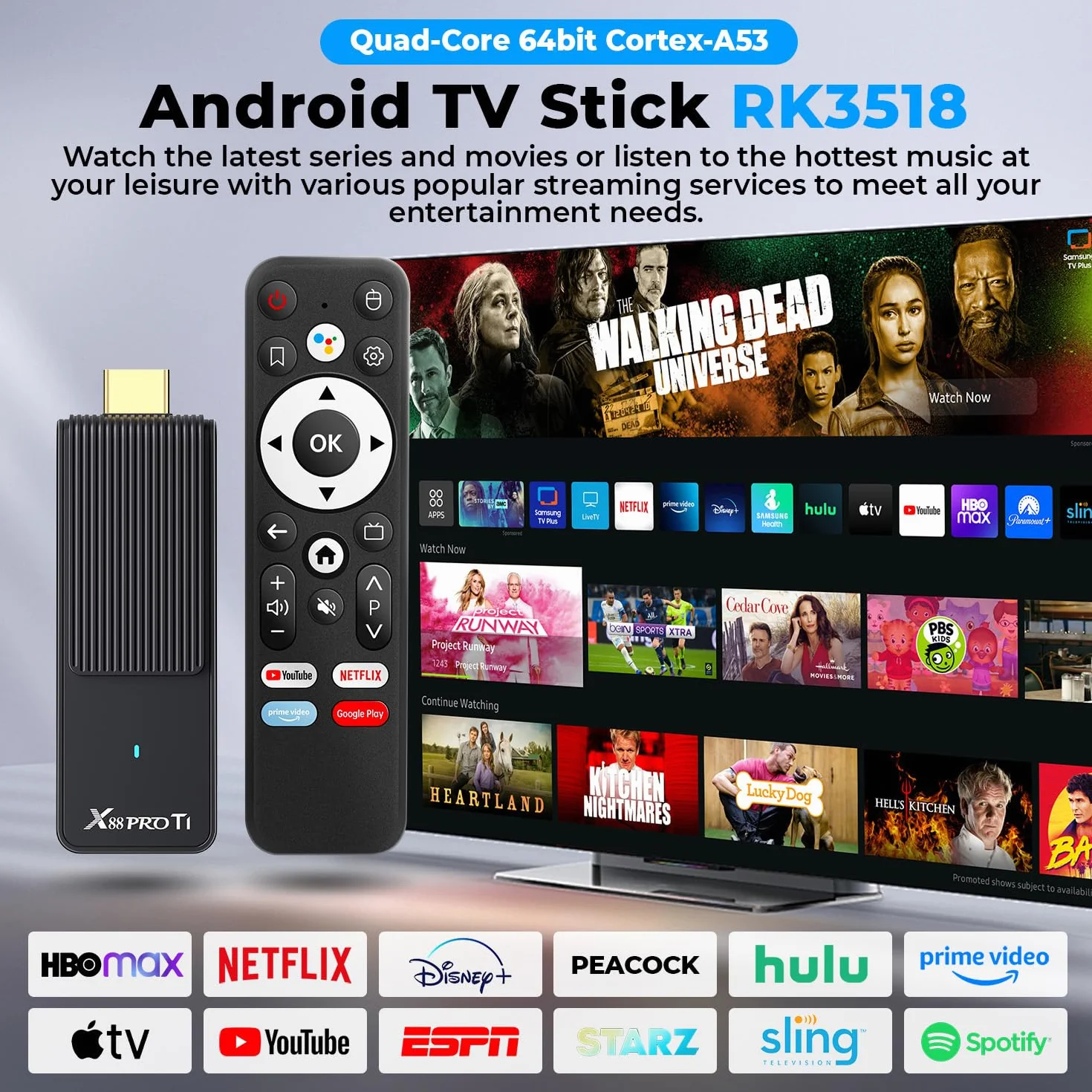 GREVA TV Stick 4K Ultra HD Streaming Dispositivo 2025 Ultimo Android 14.0 TV Stick con Telecomando Vocale GG Assistant Streaming Media Player 2GB 16GB HDR/AV1/2,4G/5G WiFi/BT 5.0, Smart TV Box Nero