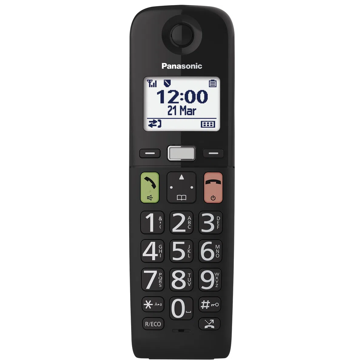 Panasonic KX-TGUA10EXB Ricevitore Aggiuntivo per Telefoni Cordless Digitali KX-TGU130/KX-TGU110, Tasti Ampi, Fav Call, Compatibile con gli Apparecchi Acustici, Necessaria Unità Principale, Nero