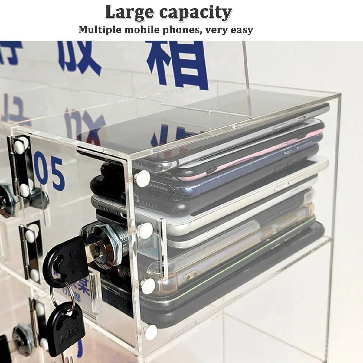 Caja de Almacenamiento para teléfonos móviles Soporte acrílico para teléfonos móviles Caja de Almacenamiento de Escritorio la de Pared para teléfonos móviles con Cerradura y Le