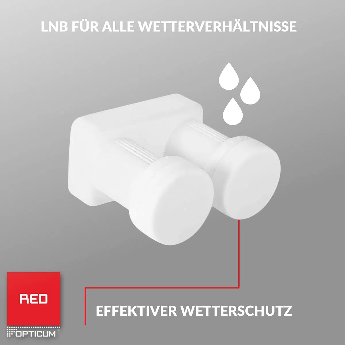 RED OPTICUM LMP 04H Monoblock Single LNB 0.1dB - LNB doppia testa per 1 partecipante e 2 Satelliti con DiseqC integrato - 3D UHD 4K Ready - Monoblock LNB Astra Hotbird